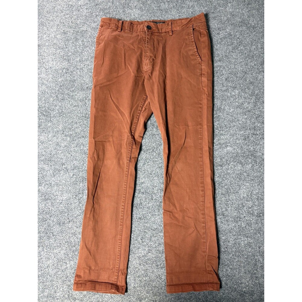 Matchstick Chino Pants Mens XL 34x29 Brown Slim Fit Straight Leg Argus Stretch